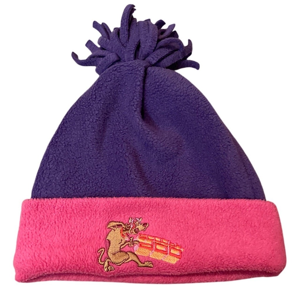 Vtg 2001 Cartoon Network Scooby Doo Beanie Pom Hat Embroidered Pink Purple Girls